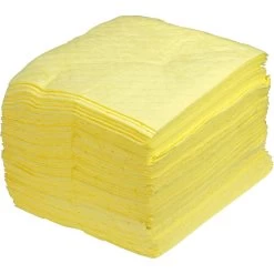 15" X 18" Light-Weight Hazmat Absorbent Pads, Sonic Bonded, Yellow (200 Pads/bag)