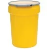 30 Gallon Yellow Plastic Drum, Taper Sided, UN Rated, Cover W/Metal Lever Lock 2 30 Gallon Yellow Plastic Drum, Taper Sided, UN Rated, Cover W/Metal Lever Lock -container 1601m