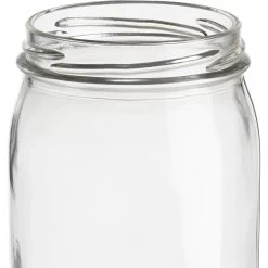 16 Oz. Clear Glass Mayo Jar W/ White Metal Lug Cap W/ Plastisol Liner, 70mm 70-2030 -container 16oz clear glass mayo jar 70mm 70 2030 99g625 3