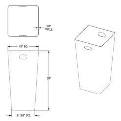 22 Gallon Beige Granite Square Trash Receptacle, 11.5" Opening Lid -container 22 gallon liner 25