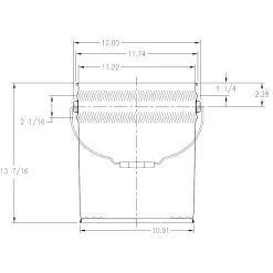 5 Gallon Black Steel Pail (26 Gauge), UN Rated, Gold Phenolic Lining (S3 Series) 9 5 Gallon Black Steel Pail (26 Gauge), UN Rated, Gold Phenolic Lining (S3 Series) -container 26 gauge drawing 6