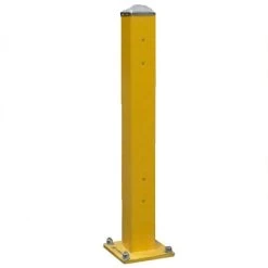 43" Heavy Duty Double Rail Post, Center Column, Yellow, 13 Gauge Steel