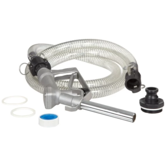 8' PVC Hose Kit, Aluminum Nozzle, 2" NPT Bung Adapter W/Camlock, For Drums Or IBC Totes 3 8' PVC Hose Kit, Aluminum Nozzle, 2" NPT Bung Adapter W/Camlock, For Drums Or IBC Totes