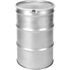55 Gallon Stainless Steel Drum, UN Rated, Cover W/Bolt Ring