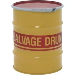 10 Gallon Steel Salvage Drum, UN Rated, Cover W/Lever Lock Ring Closure