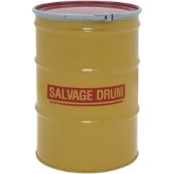 55 Gallon Steel Salvage Drum, UN Rated, Cover W/Lever Lock Ring Closure (16/18 Gauge)