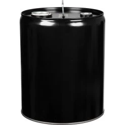 5 Gallon Black Tight Head Steel Pail (24 Gauge), 2" & 3/4" Fittings (UN1A1/Y2.1/300)