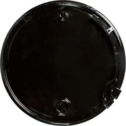 55 Gallon Steel Drum, Black, Reconditioned, Unlined, Cover W/Lever Lock Ring, 2" & 3/4" Fittings -container 26wr58 2 3