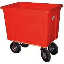 Wesco 128 Gallon (16 Bushel) Red Plastic Box Truck, 8" Casters, 600 Lb. Capacity