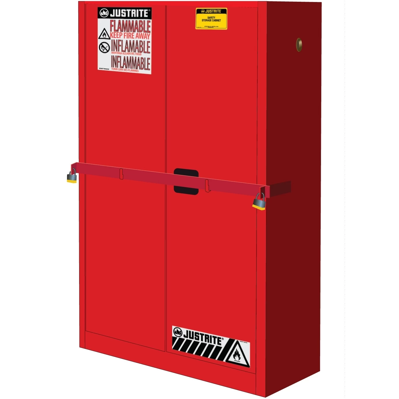 Sure-Grip® EX High Security Flammable Safety Cabinet, 45 Gallon, S/C Doors, Red 3 Sure-Grip® EX High Security Flammable Safety Cabinet, 45 Gallon, S/C Doors, Red