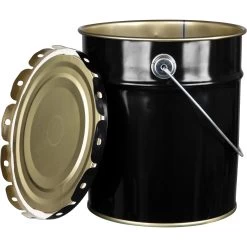 2 Gallon Black Steel Pail & Cover (28 Gauge), Unlined (S2 Series)