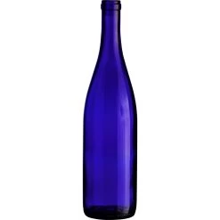 750 Ml Cobalt Blue California Hock Wine Bottles, Cork 12/cs