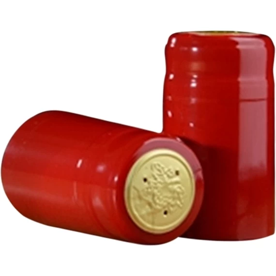 30 X 55mm Red Shiny PVC Capsules W/Tear Tab, 100/cs 3 30 X 55mm Red Shiny PVC Capsules W/Tear Tab, 100/cs