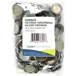 Silver Beer Bottle Caps, Oxygen Absorbing, 26 Mm Pry-Off Crown, 144/bag 9 Silver Beer Bottle Caps, Oxygen Absorbing, 26 Mm Pry-Off Crown, 144/bag -container 30wbcs 4 1