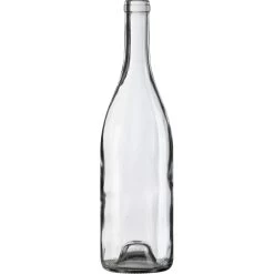 750 Ml Clear Burgundy Wine Bottles, Punted, Cork 12/cs