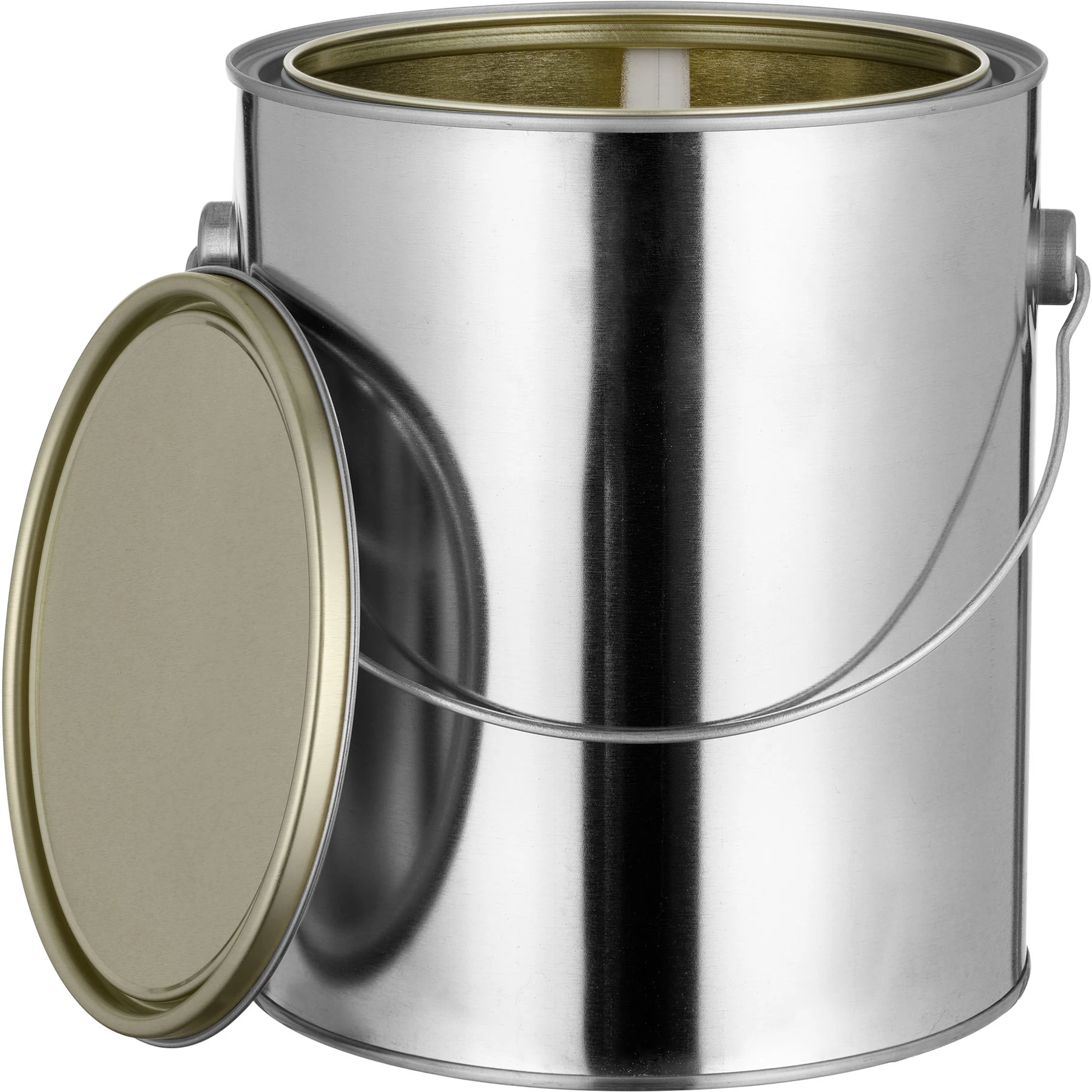 1 Gallon Metal Paint Can With Ears, Bail And Lid, Gold Phenolic Lined 3 1 Gallon Metal Paint Can With Ears, Bail And Lid, Gold Phenolic Lined