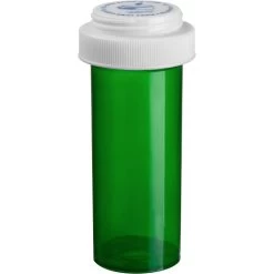 20 Dram Green Plastic Vial W/Reversible Cap, 270/cs