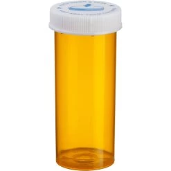20 Dram Amber Plastic Vial W/Child Resistant Cap, 360/cs