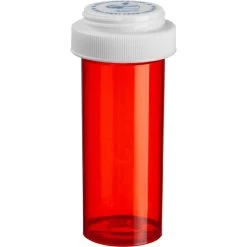 60 Dram Red Plastic Vial W/Reversible Cap, 90/cs