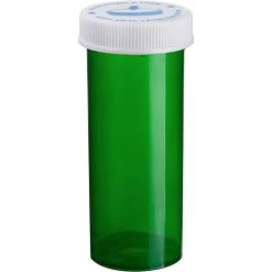 60 Dram Green Plastic Vial W/Child Resistant Cap, 115/cs