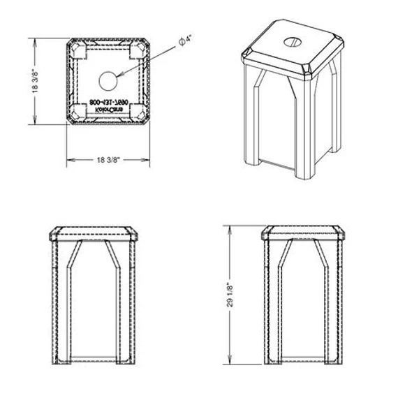 32 Gallon Blue Square Recycling Receptacle, Flat Top 4" Opening 7 32 Gallon Blue Square Recycling Receptacle, Flat Top 4" Opening - Image 5