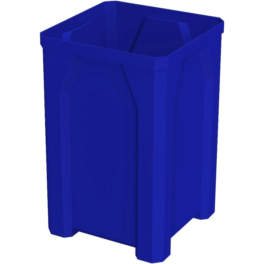 32 Gallon Blue Square Recycling Receptacle, Flat Top 4" Opening 4 32 Gallon Blue Square Recycling Receptacle, Flat Top 4" Opening - Image 2