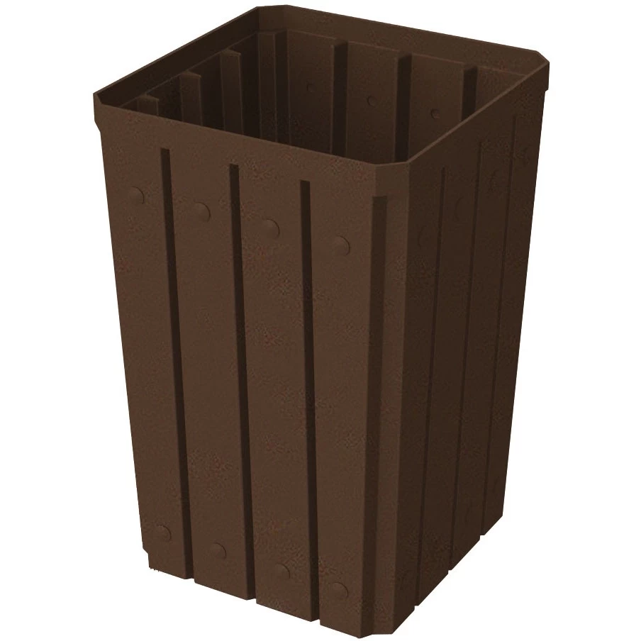32 Gallon Brown Granite Slatted Square Trash Receptacle, Bug Barrier Lid 4 32 Gallon Brown Granite Slatted Square Trash Receptacle, Bug Barrier Lid - Image 2