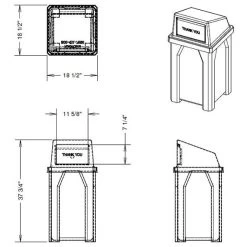 32 Gallon Green Square Trash Receptacle, Dome Top Lid 12 32 Gallon Green Square Trash Receptacle, Dome Top Lid -container 32 gallon green square trash receptacle dome top lid