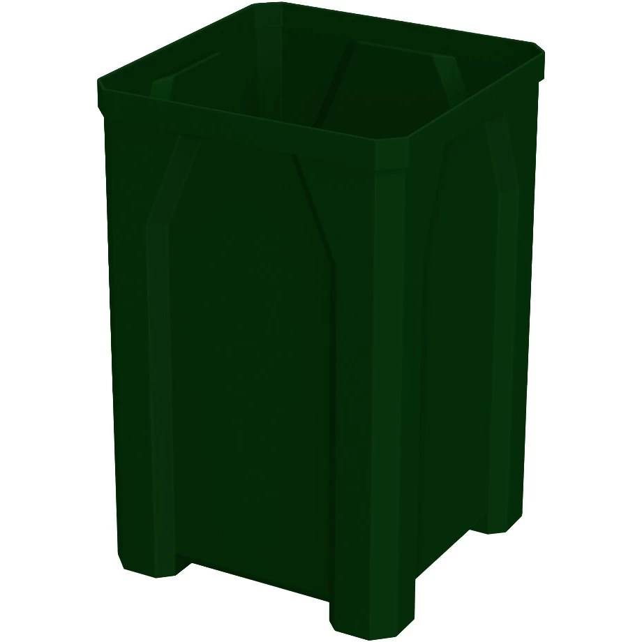 32 Gallon Green Square Trash Receptacle, Dome Top Lid 4 32 Gallon Green Square Trash Receptacle, Dome Top Lid - Image 2