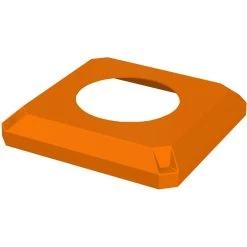 32 Gallon Orange Slatted Square Trash Receptacle, Flat Top 11.5" Opening Lid -container 32 gallon orange square trash receptacle 10 inch opening