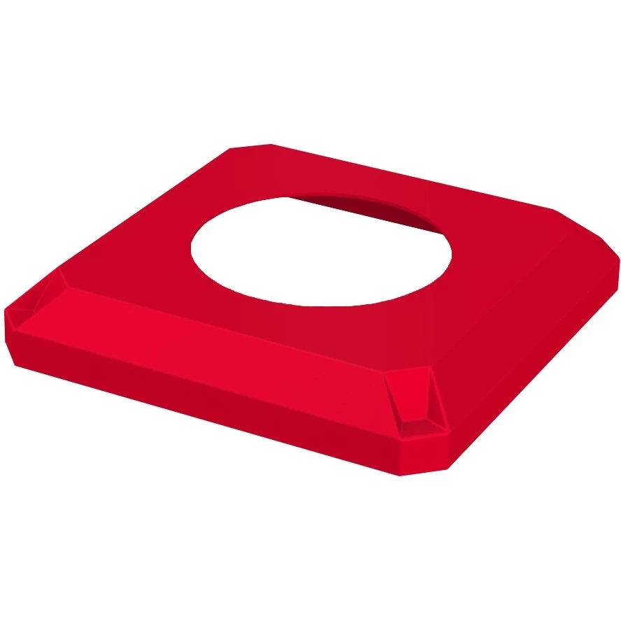 32 Gallon Red Slatted Square Trash Receptacle, Flat Top 11.5" Opening Lid 5 32 Gallon Red Slatted Square Trash Receptacle, Flat Top 11.5" Opening Lid - Image 3