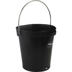 1.5 Gallon Black Plastic Bucket W/Spout, Stainless Steel Handle