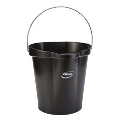 3 Gallon Black Plastic Bucket W/Spout, Stainless Steel Handle