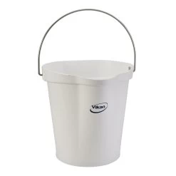 3 Gallon White Plastic Bucket W/Spout, Stainless Steel Handle