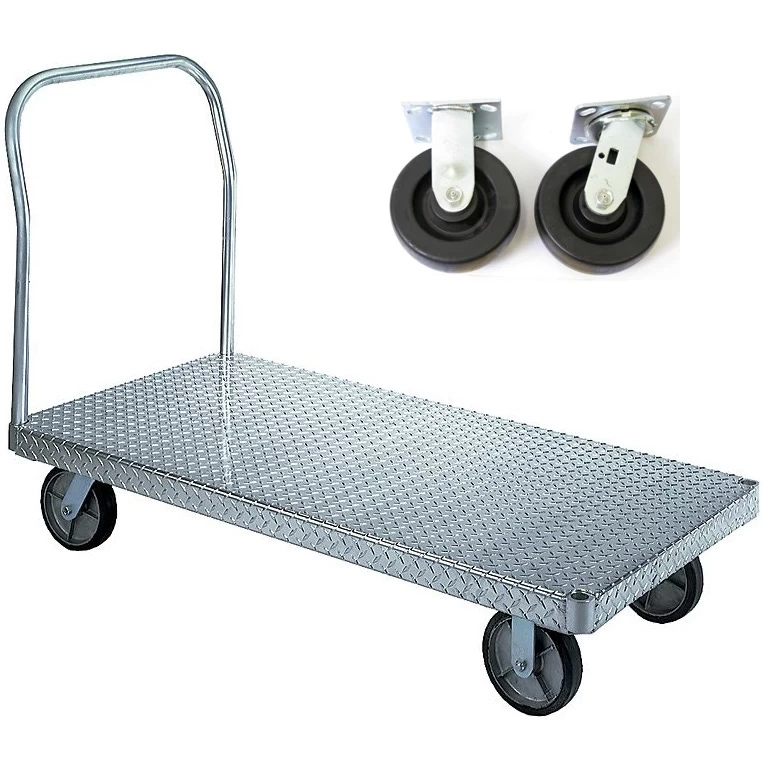 Wesco 30" X 48" Aluminum Platform Truck, Treadplate, 6" X 2" Polyolefin Casters, 2,000 Lb. Capacity 3 Wesco 30" X 48" Aluminum Platform Truck, Treadplate, 6" X 2" Polyolefin Casters, 2,000 Lb. Capacity