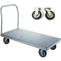 Wesco 36" X 72" Aluminum Platform Truck, Treadplate, 6" X 2" Rubber Casters, 2,000 Lb. Capacity