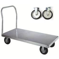 Wesco 30" X 48" Aluminum Platform Truck, Smooth, 8" X 2" Rubber Casters, 2,400 Lb. Capacity
