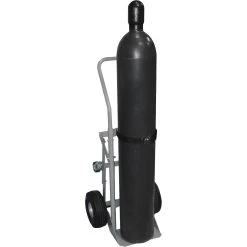 Single Gas Cylinder Hand Truck, 10" Flat-Free Wheels, Rear Casters