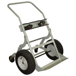 Double Gas Cylinder Hand Truck, 16" Pneumatic Wheels, Rear Casters