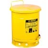 14 Gallon Yellow Oily Waste Can, Foot-Operated Self-Closing Cover -container 37bh71 1