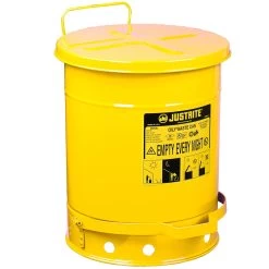 14 Gallon Yellow Oily Waste Can, Foot-Operated Self-Closing Cover