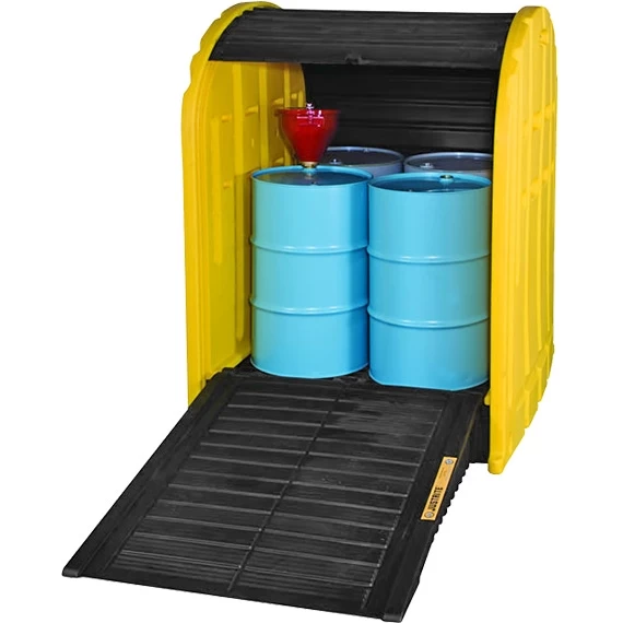 4-Drum Hard Top W/ Spill Pallet (No Drain) - Justrite® 28676 3 4-Drum Hard Top W/ Spill Pallet (No Drain) - Justrite® 28676