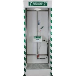 Emergency Cubicle Safety Shower W/ Eyewash Station, Closed ABS Bowl