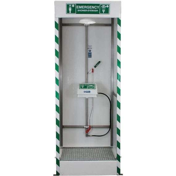 Emergency Cubicle Safety Shower W/ Eyewash Station, Closed ABS Bowl 3 Emergency Cubicle Safety Shower W/ Eyewash Station, Closed ABS Bowl