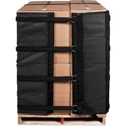 4' Black Reusable Pallet Wrap Cover W/Corner Pallet Straps