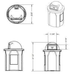 42 Gallon Brown Trash Receptacle, Dome Top Lid -container 42 gallon brown trash receptacle dome top lid