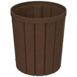 42 Gallon Brown Granite Slatted Recycling Receptacle, Flat Top 4" Opening -container 42 gallon round brown granite slatted trash receptacle