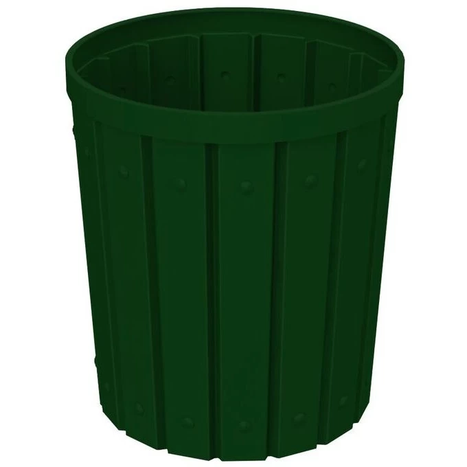 42 Gallon Green Slatted Trash Receptacle, Flat Top 11.5" Opening Lid 4 42 Gallon Green Slatted Trash Receptacle, Flat Top 11.5" Opening Lid - Image 2