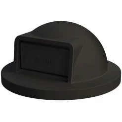 42 Gallon Black Slatted Trash Receptacle, Dome Top Lid -container 42 gallon trash receptacle plastic black dome top lid 1