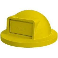 42 Gallon Yellow Trash Receptacle, Dome Top Lid -container 42 gallon trash receptacle plastic yellow dome top lid